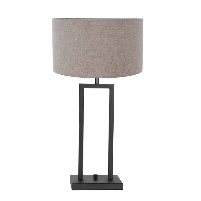 Tafellamp, beige textiel, mat zwart, H 44 cm Veilige Betaling