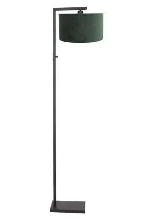 Aanbieding Staande lamp, groen textiel, mat zwart, H 160 cm