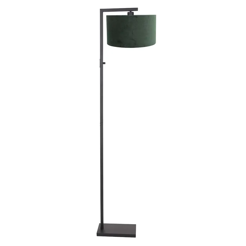 Aanbieding Staande lamp, groen textiel, mat zwart, H 160 cm