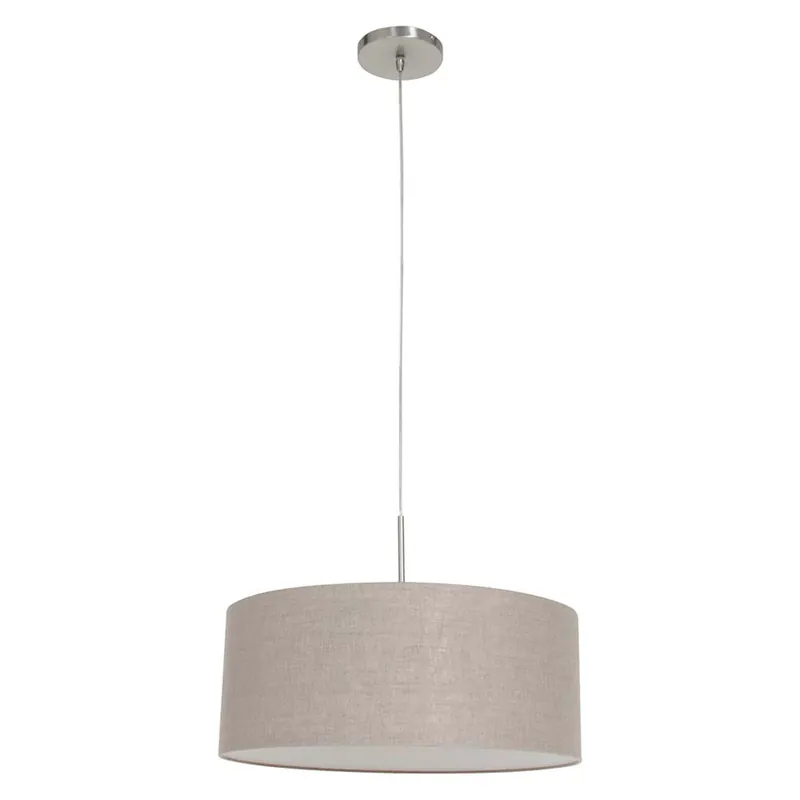Korting Hanglamp, grijs linnen, staalkleurig, D 50 cm