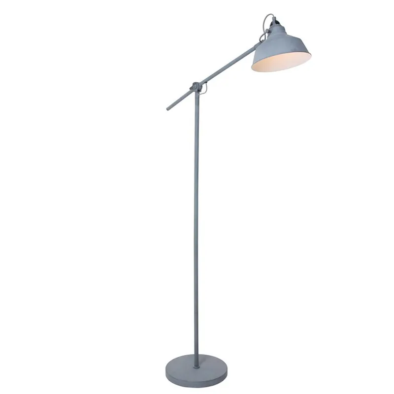 Bestel Nu Staande lamp, in hoogte verstelbaar, metaal, wit, grijs, H 172cm