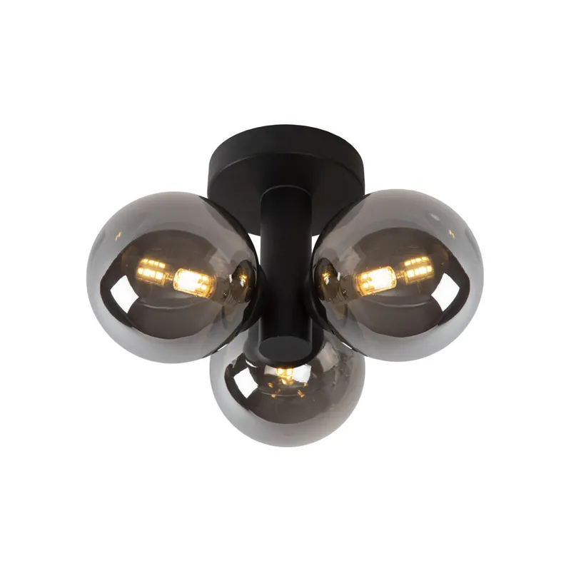 Lucide TRUDY - Plafonnière Badkamer - Ø 28 cm - 3xG9 - IP44 - Zwart Flitsaanbieding