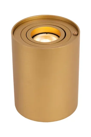 Aanbieding Lucide TUBE - Tafellamp - Ø 9,6 cm - LED 3 StepDim - GU10 - 1x5W 2700K - Mat Goud / Messing