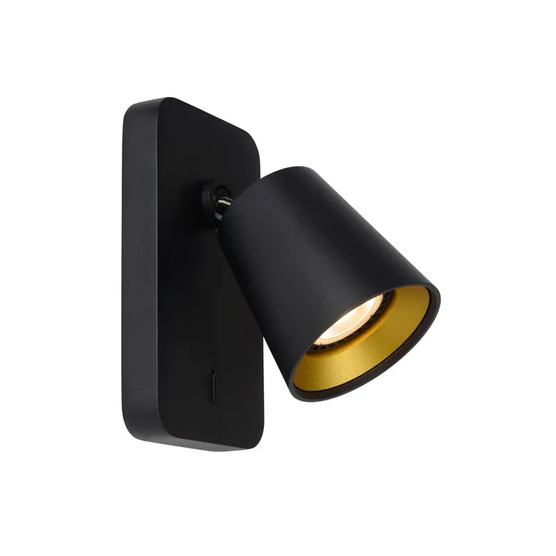 Hete Deal Lucide TURNON - Bedlamp / Wandlamp - LED Dim to warm - GU10 - 1x5W 2200K/3000K - Zwart