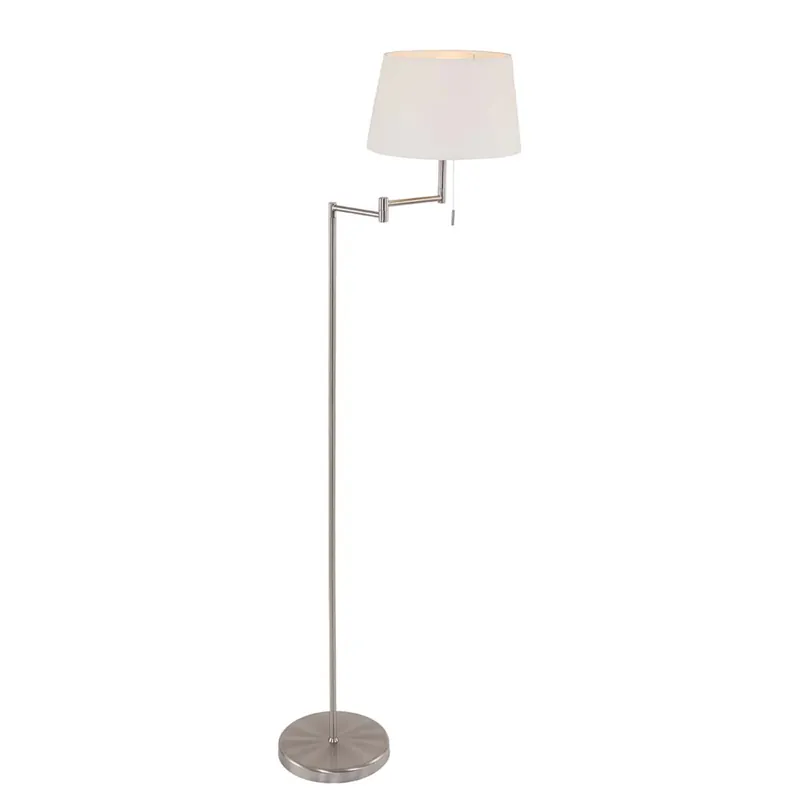 Staande lamp zilver, textiel wit, verstelbaar, H 154 cm Laatste Kans