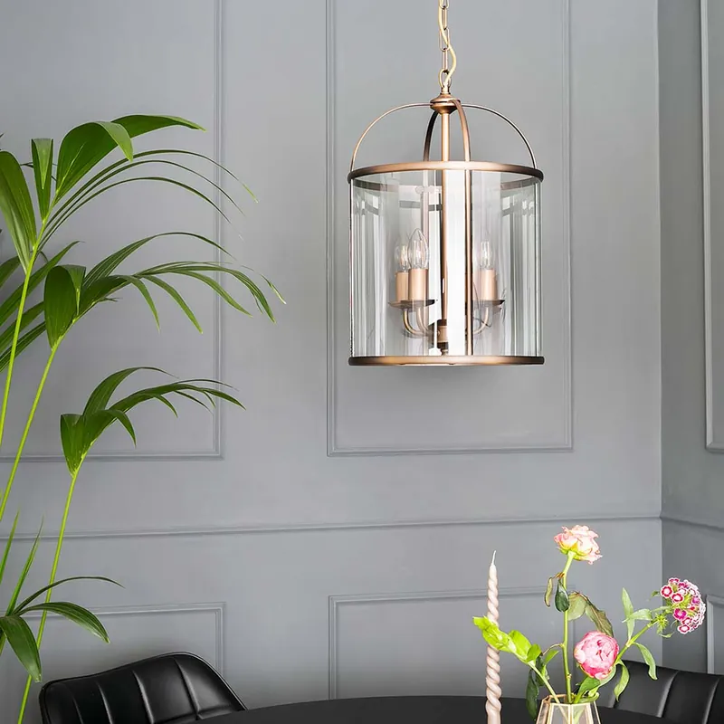 B-WARE Kroonluchter, brons, helder glas, H 120 cm Beperkte Voorraad