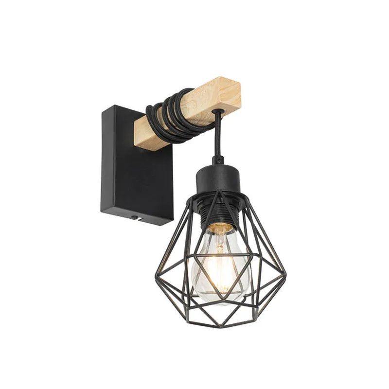 Qazqa wandlamp chon zwart e27 Koop Vandaag