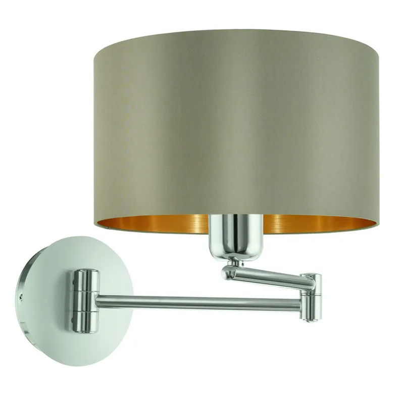 Korting EGLOMaserlo-Wandlamp-1Lichts-ø23cm-Nikkel-Mat-Taupe-Goud
