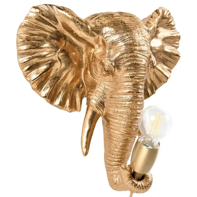 Flitsaanbieding ELEPHANTI - Wandlamp - Goud - Polyresin
