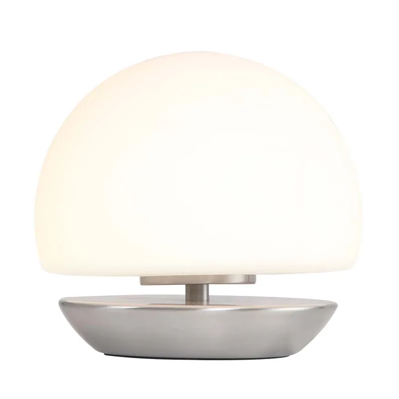 Koop Online LED tafellamp, touchdimmer, wit glas, zilver, H 16,5 cm