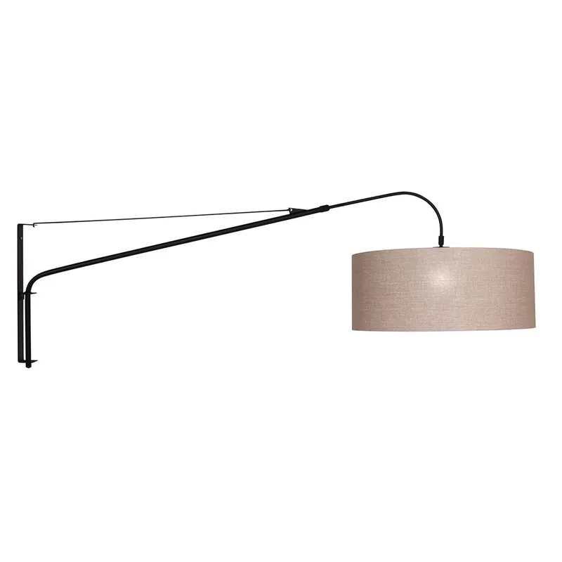 Superprijs Wandlamp, textiel grijs, zwart, draaibaar, L 120 cm