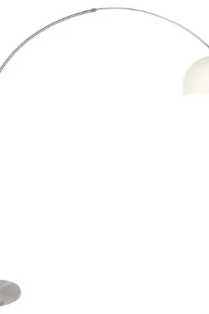 Actieprijs Booglamp, wit textiel, in hoogte verstelbaar, H 180 cm