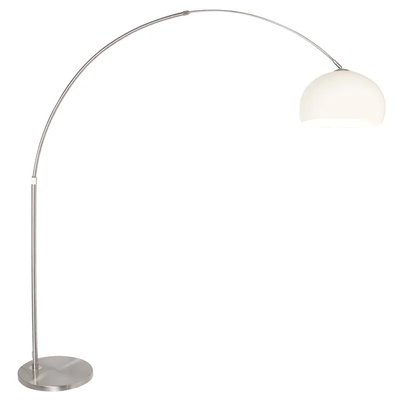 Actieprijs Booglamp, wit textiel, in hoogte verstelbaar, H 180 cm