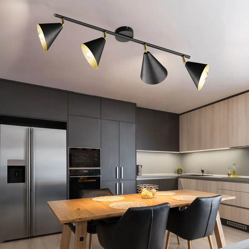 Gratis Verzending Plafondlamp, antraciet goud, verstelbare spots, L 72 cm