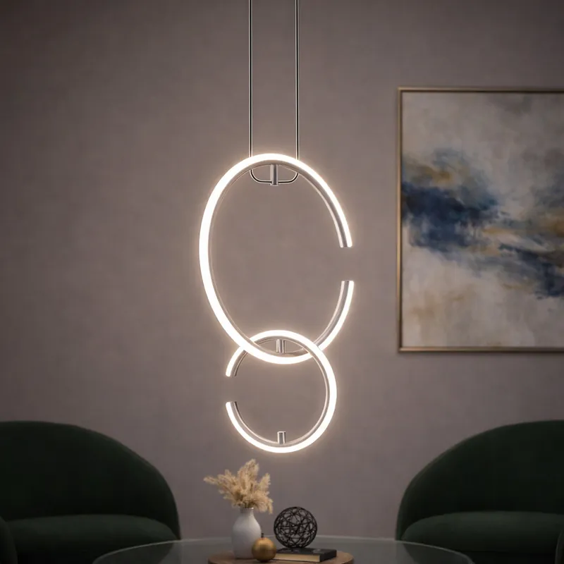 Meest Verkocht LED hanglamp, 2 vlammen, ringen, neutraal wit, H 230cm