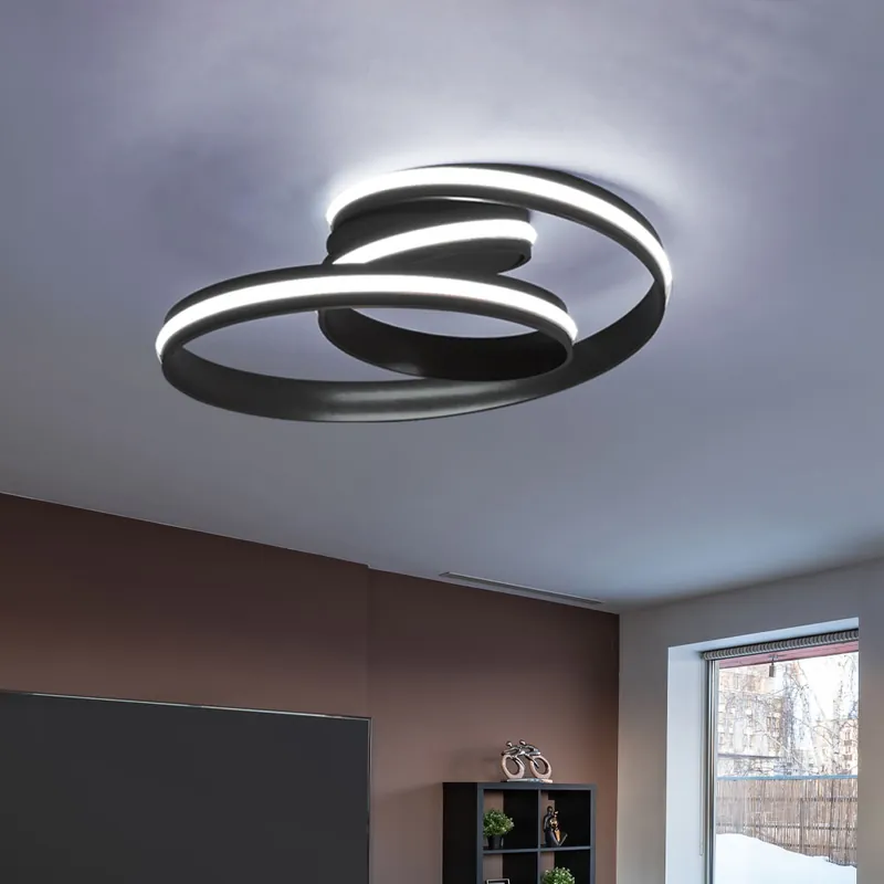 Direct Beschikbaar LED plafondlamp zwart, 3-traps dimmer, D 40 cm
