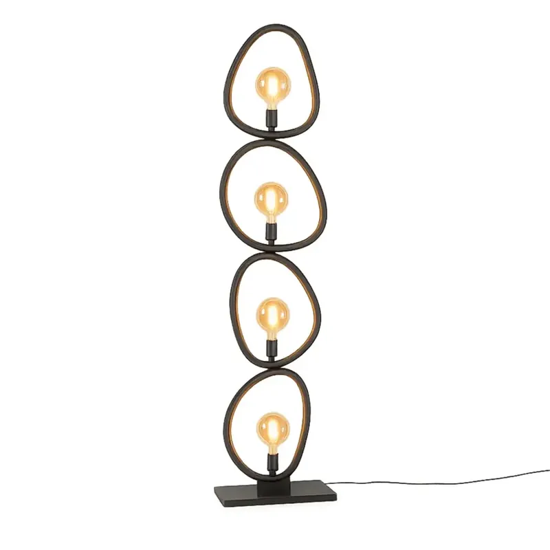Fabrieksprijs Ylumen Vloerlamp Pebble 4 lichts H 165 cm mat zwart