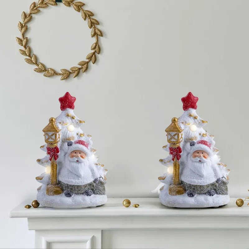 2x LED kerstman, decoratief figuur, boom, H 22 cm Betaalbaar
