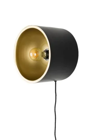 Puur - Dudley wandlamp rond M - zwart/goud Seizoensaanbieding