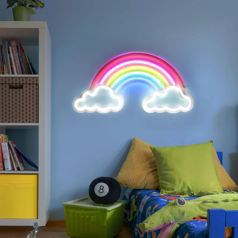 LED wandlamp, regenboog decoratieve lamp, opaal plastic, L 40 cm Lage Prijs