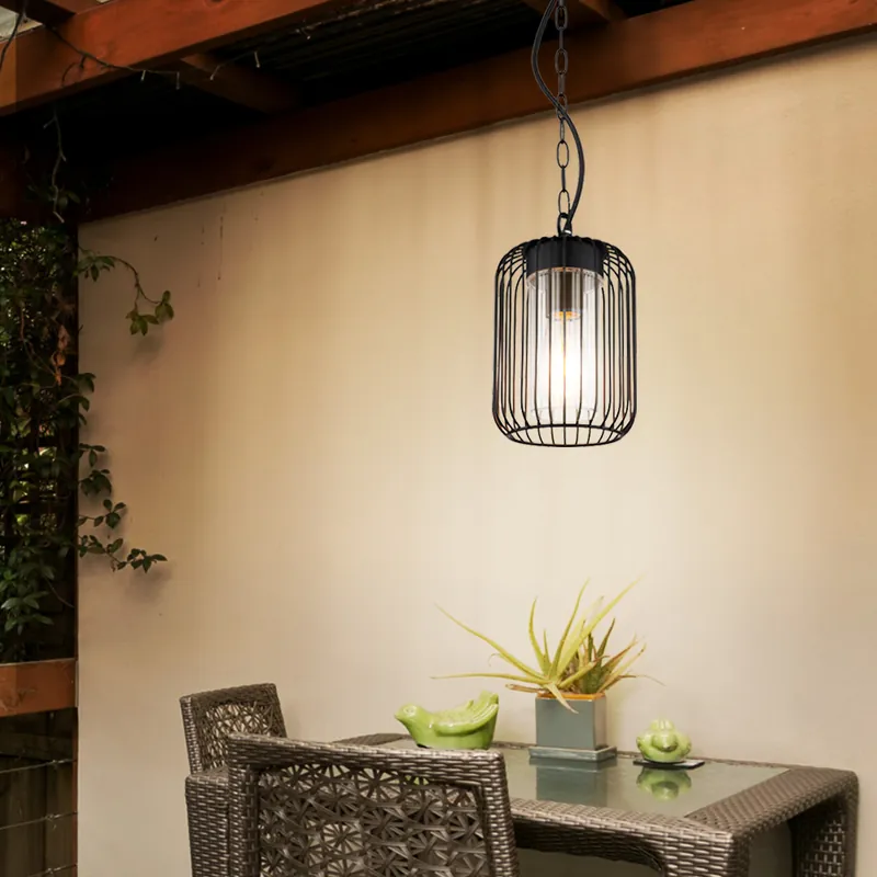 Hanglamp, buitenlamp, zwart roestvrij staal, H 75,5 cm Lage Prijs