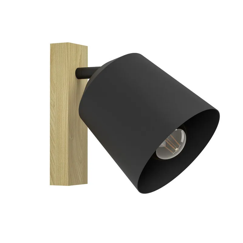 Premium EGLO Cotorro Wandlamp - E27 - 14.5 cm - Zwart/Bruin
