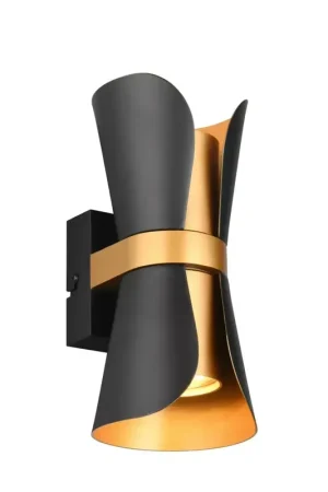 Express Levering Trio Leuchten Wandlamp Coat H 21 cm zwart goud