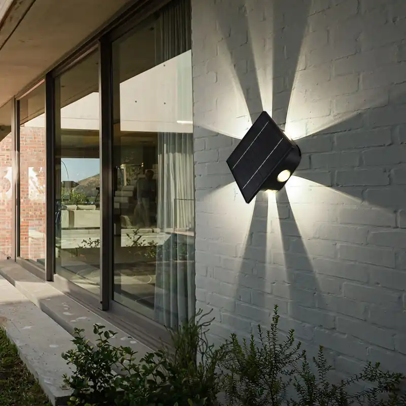 Beperkte Voorraad LED wandlamp solarlamp, oplaadbare batterij, IP54, zwart, H 13,1 cm