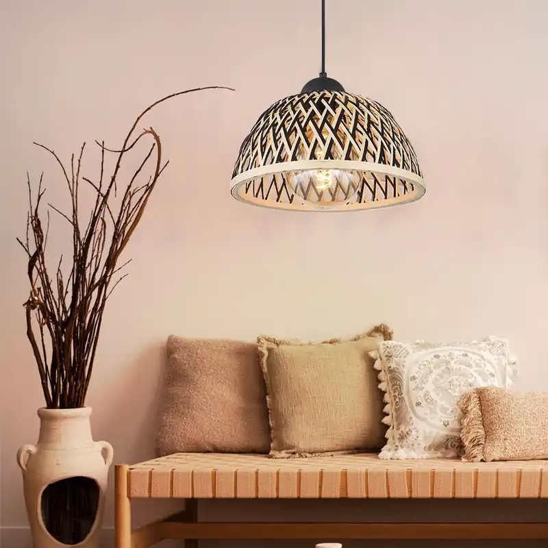 Tijdelijk Beschikbaar Hanglamp, metaal, bamboe, naturel, H 120cm