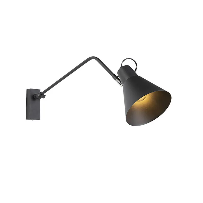 Gratis Verzending Qazqa wandlamp luna wl zwart e27