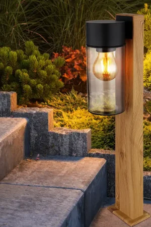 Veilige Betaling Buitenarmatuur, padlamp, roestvrij staal, houtlook, IP44, H 50 cm
