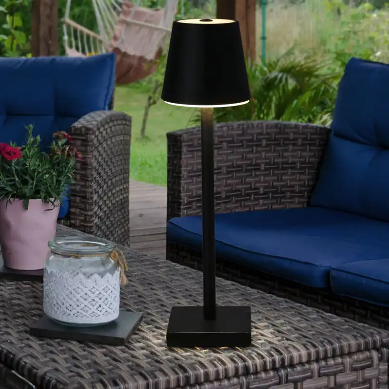 LED tafellamp, zwart, touchdimmer, oplaadbare batterij, USB, H 38 cm Beste Prijs