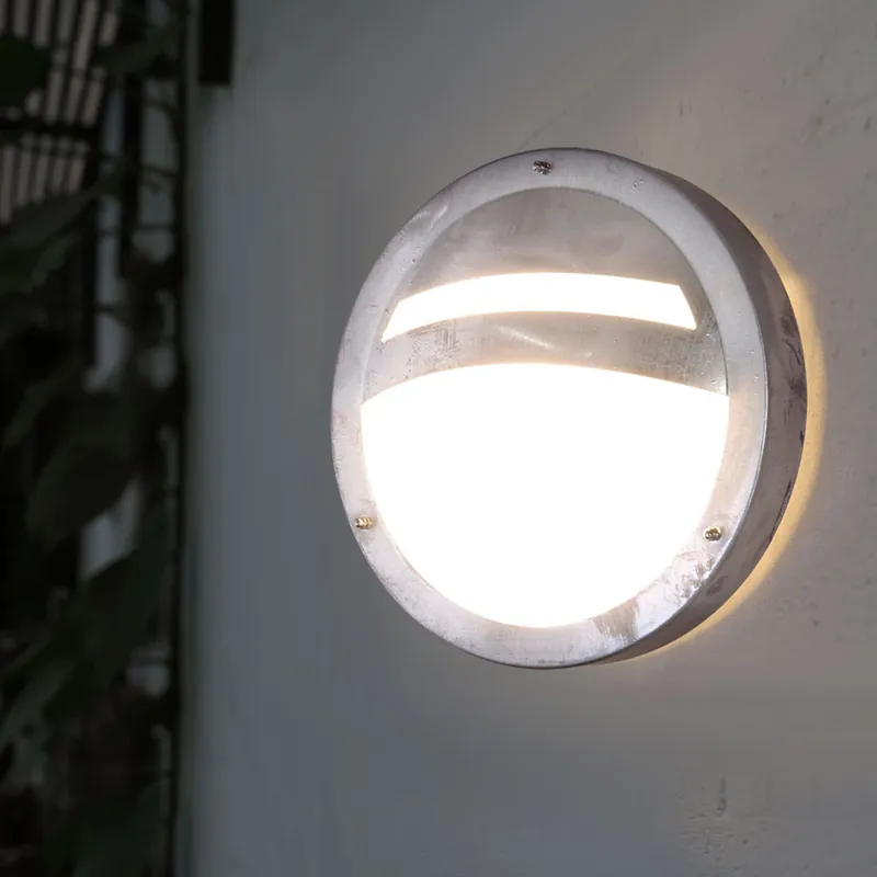 Express Levering LED wandlamp, gegalvaniseerd staal, wit glas, D 28,5 cm