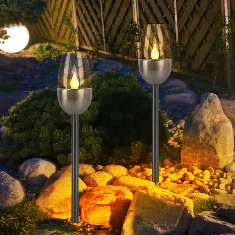 2x LED buitenlamp, solarlamp, metaal, zwart, H 38 cm Aanbieding