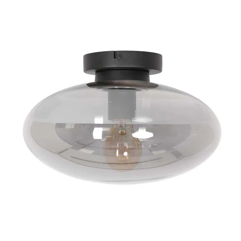 Seizoensaanbieding Plafondlamp, rookglas, metaal, zwart, D 30 cm
