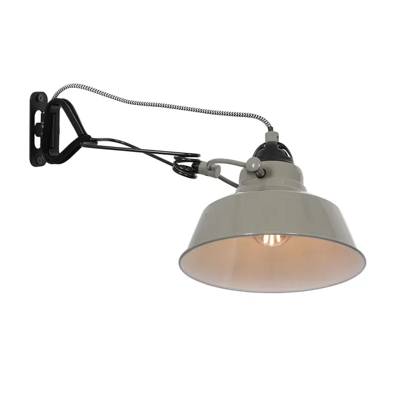 Wandlamp, metaal, groen, tuimelschakelaar, H 14 cm Hoge Kwaliteit