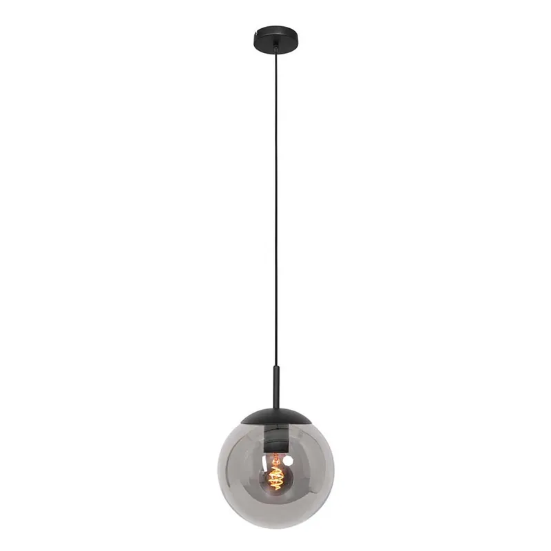 Hanglamp, metaal, glas, zwart, D 30 cm Flitsaanbieding