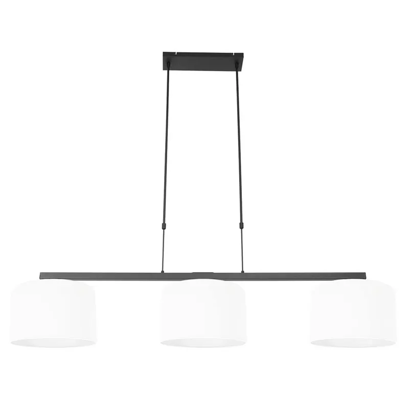 Gratis Retour Hanglamp, 3-vlam, zwart, wit, L 120 cm