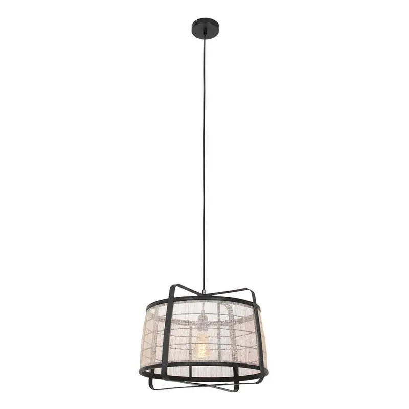 Hoge Kwaliteit Hanglamp, hout, metaal, zwart, H 160 cm