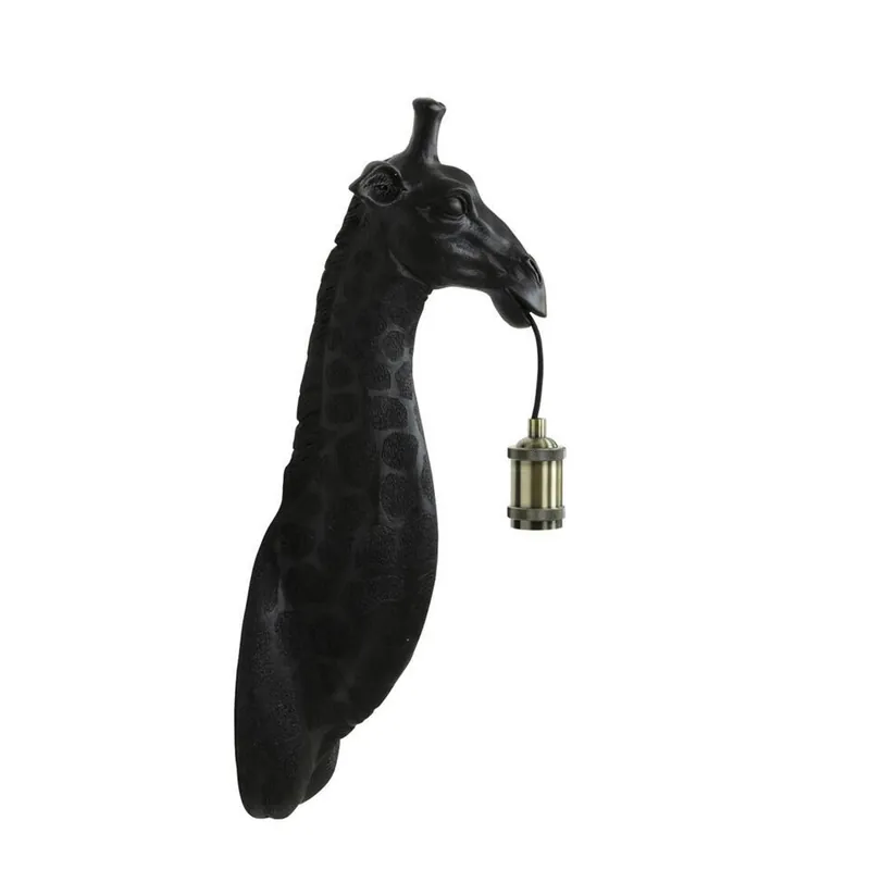 Wandlamp Giraffe - Zwart - 20.5x19x61cm Laatste Versie