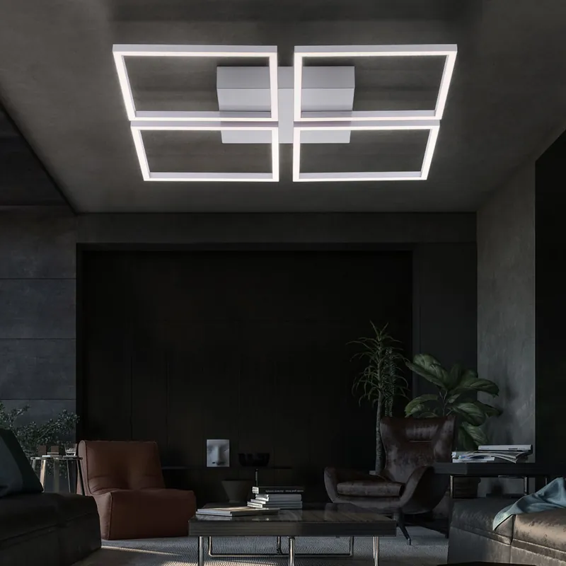 Must-Have LED plafondlamp, staalkleurig, dimschakelaar, L 52,5 cm
