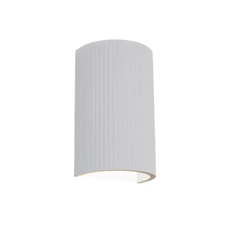 Gereduceerde Prijs Artdelight Wandlamp Nantes ribbel H 18 cm gips wit