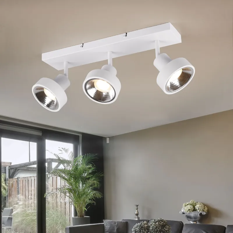 Op = Op Plafondlamp, 3 vlammen, flexibele spots, mat wit, B 44cm