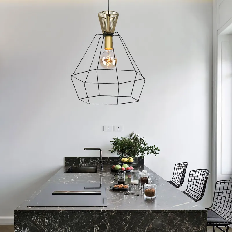 Speciale Aanbieding Hanglamp, zwart staal, kooi, 25 cm