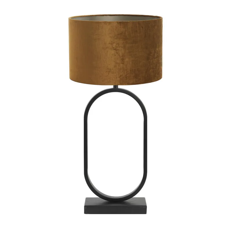 Snelle Levering Tafellamp Jamiri/Gemstone - Zwart/Goud - Ø30x67cm