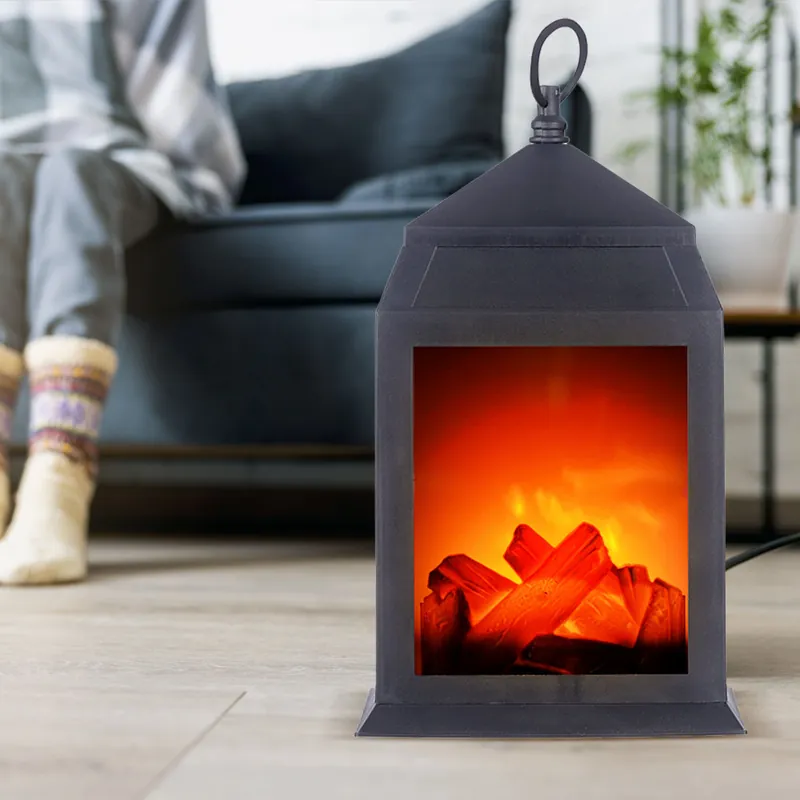 LED haard, tafellamp, zwart, open vuur, 3000K, H 15,8 cm Koop Online