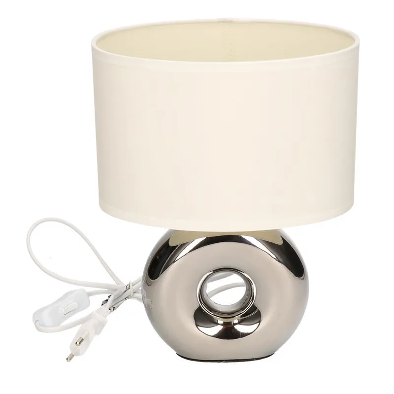 Voordeelprijs Deco by Boltze Schemerlamp - zilver - metaal/porselein - 26 cm