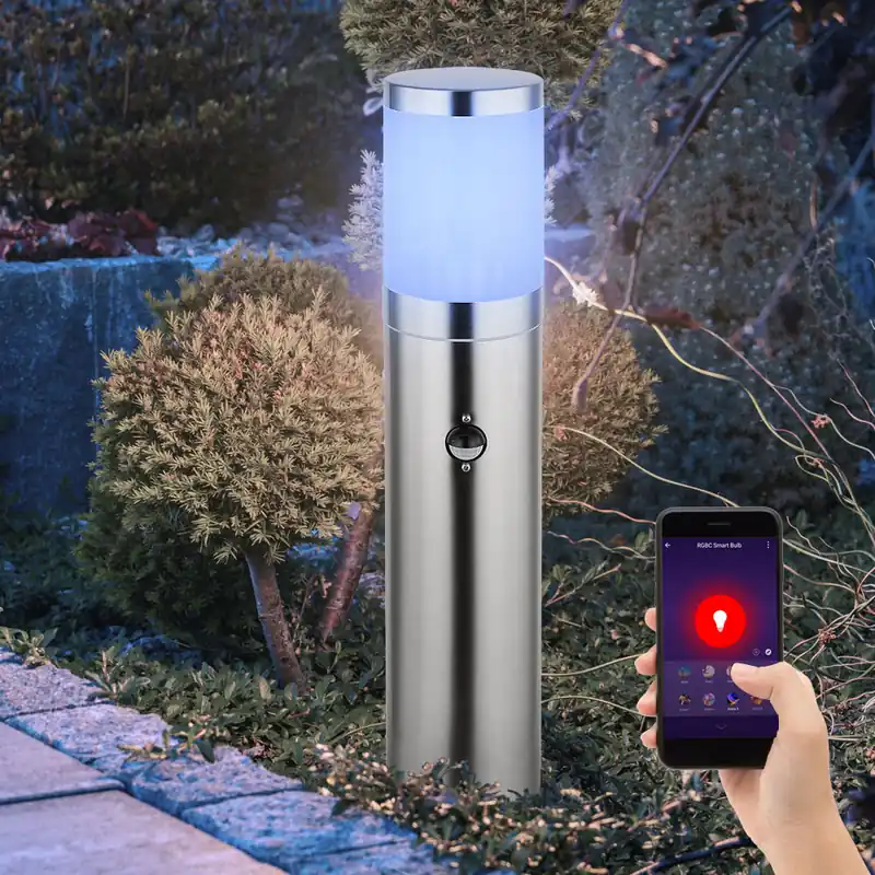 Slimme RGB LED vloerlamp, roestvrij staal, sensor, H 50 cm Dagaanbieding
