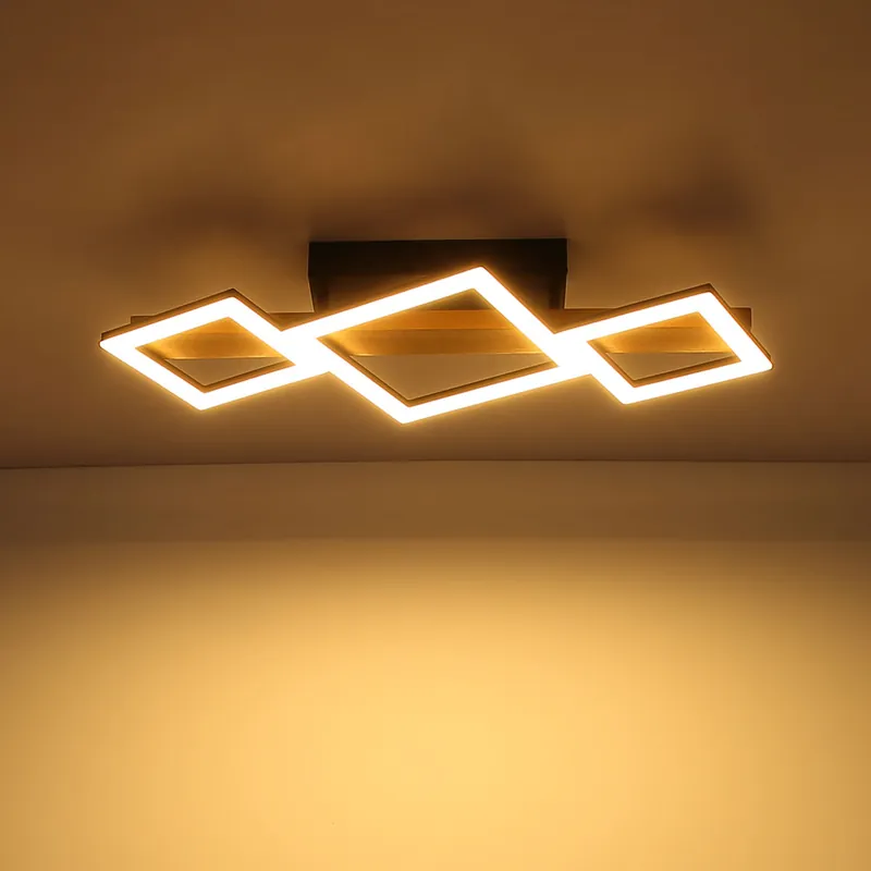 Weekendaanbieding LED plafondlamp, hout, vierkantjes zwart, L 66 cm