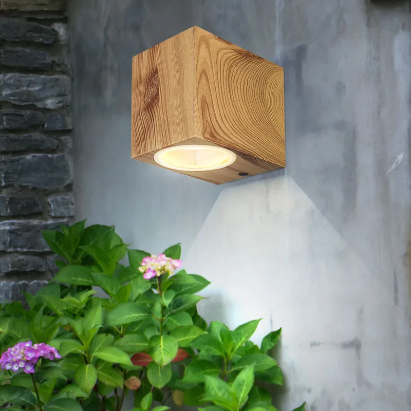 Buitenlamp, wandlamp, aluminium, houtlook, downlight Beste Prijs